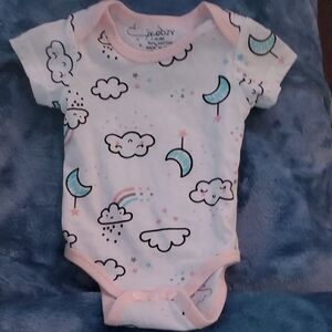 Cloud Print Kids One Piece - White and Pink